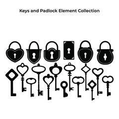 Set of key and lock vector illustration