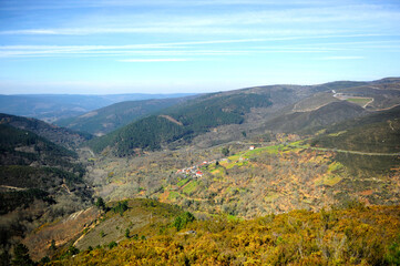 Fototapeta na wymiar Natural landscape of the mountains on the Camino de Santiago near As Eiras, Camino Sanabres, Orense province, Galicia, Spain