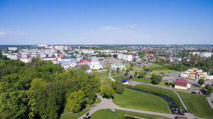 View from the drone. A small town in Eastern Europe.