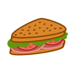 Breakfast. A sandwich. Snack. Fast food. Simple vector illustration on a white background.