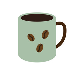 Breakfast. Coffee mug. Simple vector illustration isolated on white background.