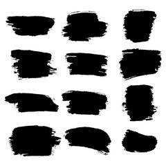 Black brush strokes vector set