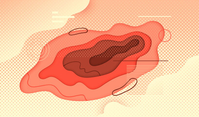 Cut out abstract background design made of various shapes and patterns. Vector illustration.