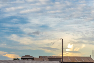 chimney pipe  on the roof  in the factory