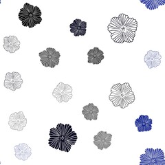 Dark BLUE vector seamless elegant wallpaper with flowers. Illustration with colorful abstract doodle flowers. Pattern for trendy fabric, wallpapers.