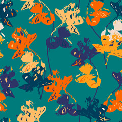 Colorful seamless pattern with abstract flowers, vector
