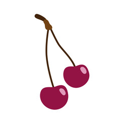 Red cherry. Simple vector illustration isolated on white background.