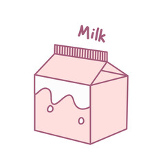 Milk in a cardboard box. Simple vector illustration isolated on white background.