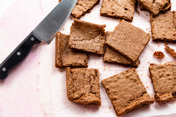 close up of a pile of brownie