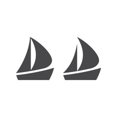 Boat or yacht simple black vector icon. Boat pictogram glyph symbol.