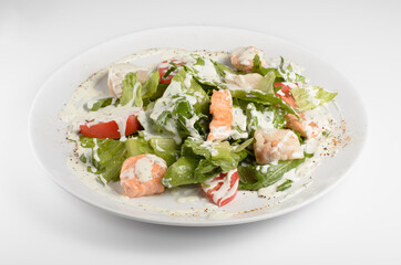 Seafood salad. For use in menu design and online delivery service. Can be used in a cookbook.