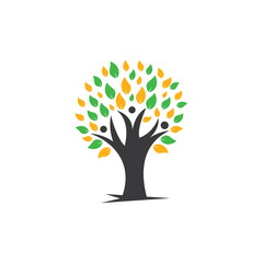 Healthy family tree logo vector design. Human life logo icon of abstract people tree vector.	