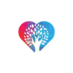Human life logo icon of abstract people tree vector. Family tree heart shape sign and symbol.
