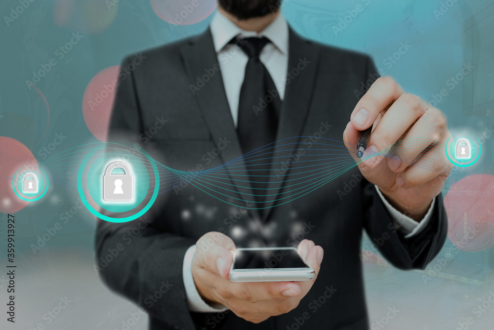 Poster graphics padlock for web data information security application system