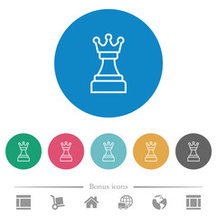 White chess queen flat round icons