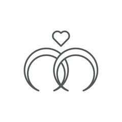 Pair of wedding rings vector icon symbol isolated on white background