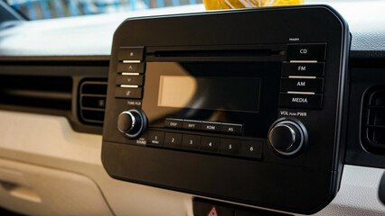 close up of a modern car radio