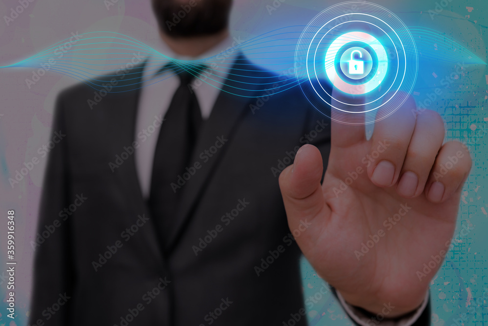 Poster graphics padlock for web data information security application system