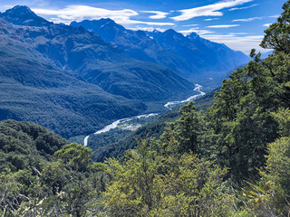 Obraz premium Mountains with Valley and River