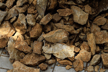 Texture of crushed stones. Lots of cobblestones.