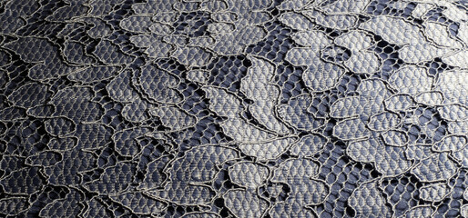 Blue lace texture. Lace background. Romantic fabric.