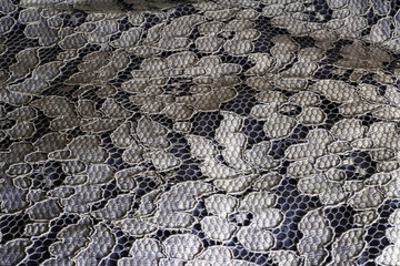 Blue lace texture. Lace background. Romantic fabric.