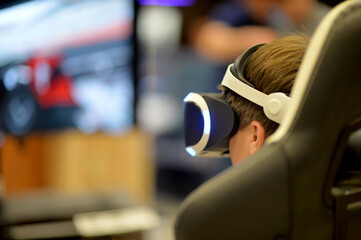Background texture close-up child wearing vr glasses