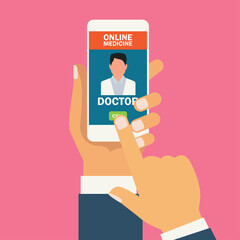 Fototapeta premium order online medicine on smartphone application. vector illustration
