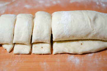 dough in a roll on the table