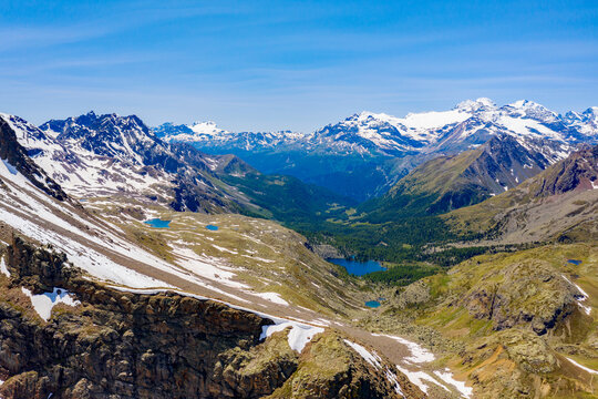 Aerial view of the Swiss Val Viola from the border with Italy