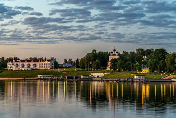 Panoramic view of the pier of the city of Uglich, Golden Ring of Russia