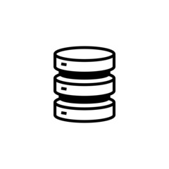 Data database server storage icon. Data center icon in black flat glyph, filled style isolated on white background