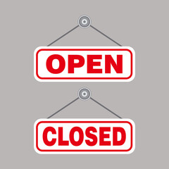 Hanging Open and Closed Store Signs Illustration Template Vector