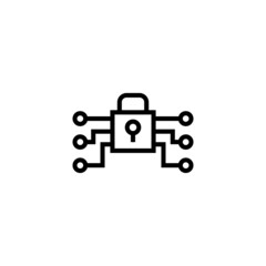 Data encryption icon in black line style icon, style isolated on white background