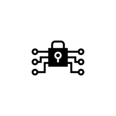 Data encryption icon in black flat glyph, filled style isolated on white background