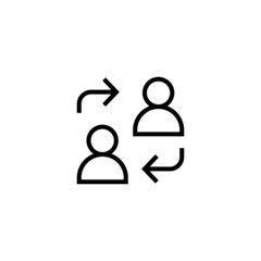 Users Linked icon. People Connection icon. People network icon in black line style icon, style isolated on white background