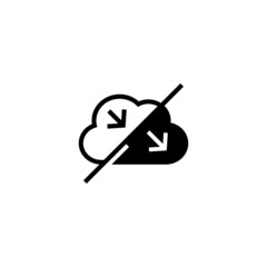 Cloud mirroring icon. Data migration icon in black flat glyph, filled style isolated on white background