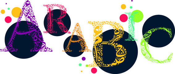 Creative calligraphy , Shaped By Arabic Letters , Vector illustration design ,(Arabic )