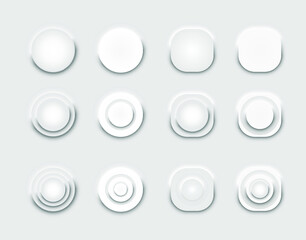 Neumorphism ui design geometric shapes. Neumorphic effect icons. Stock vector illustration.