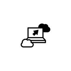 Cloud Computing Icon in black flat glyph, filled style isolated on white background