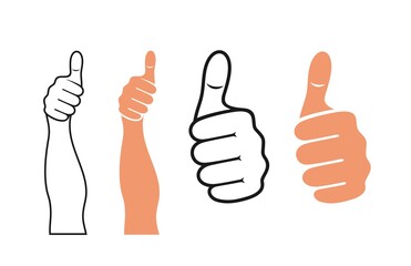 hand showing thumbs up logo. Isolated hand on white background 