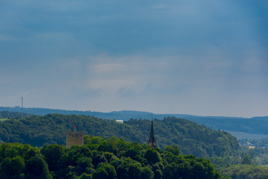Bad Abbach, Hungerturm und  Kirche St. Nikolaus