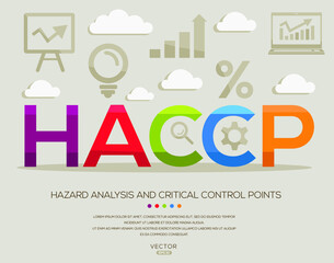 haccp mean (hazard analysis and critical control points) ,letters and icons,Vector illustration.