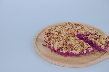 Almond on Purple Cake. purpel sweet potato brownie.