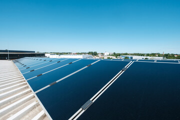 Photovoltaic panels on solar rooftop power plant -