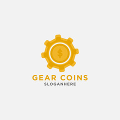 financial gear economy logo design vector