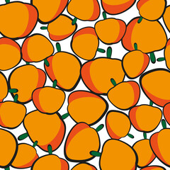 Seamless vector pattern apricot on a white background. - 359924986