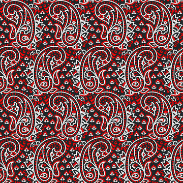 seamless pattern with red paisley