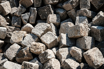 pile of cobble stones - pavement stone closeup -