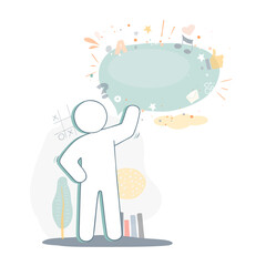 Man with empty speech bubble.